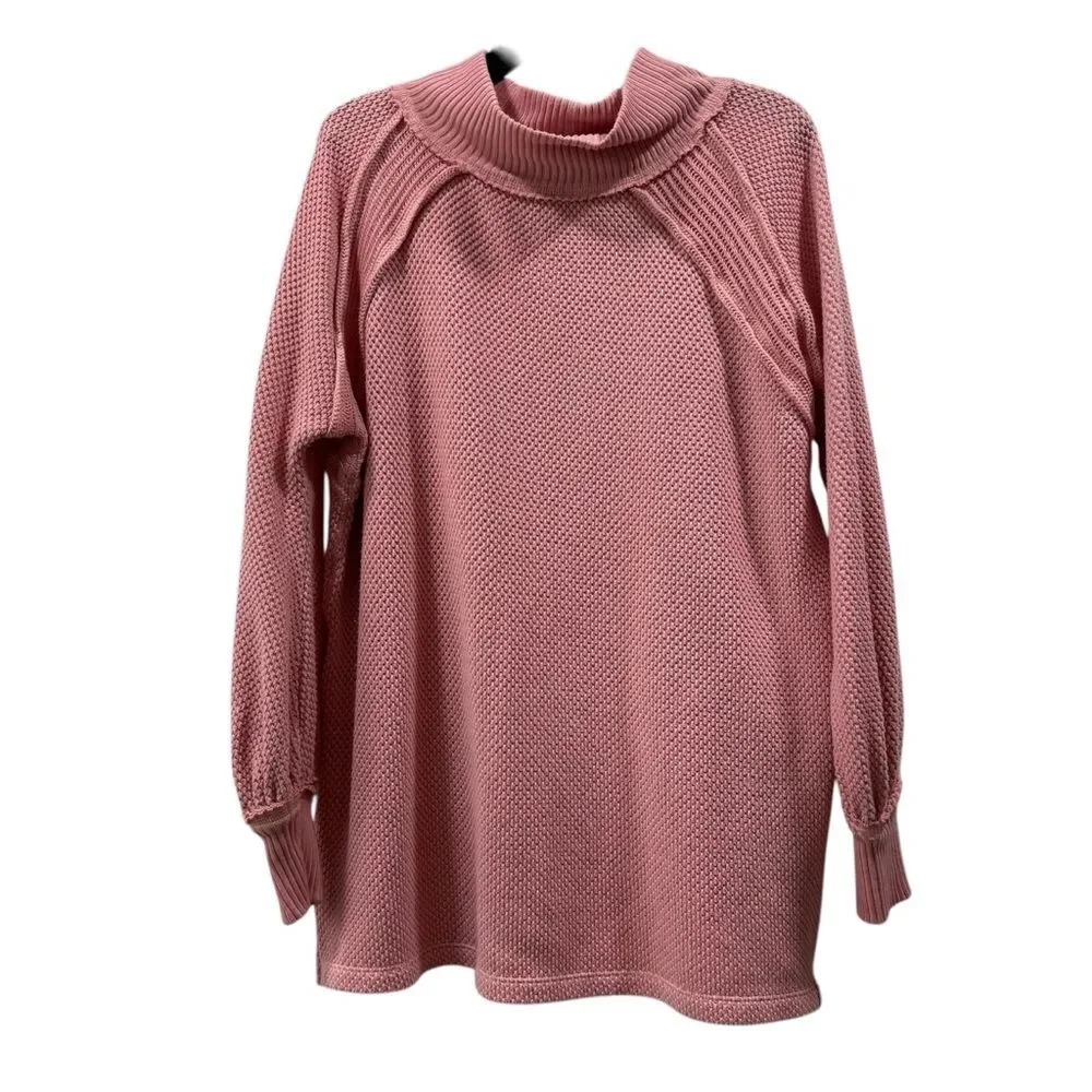 FP We The Free She’s A Keeper Mock Neck Puff Sleeve Pink Size XS